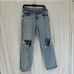 American Eagle Outfitters Light Blue Distressed Straight Leg Jeans